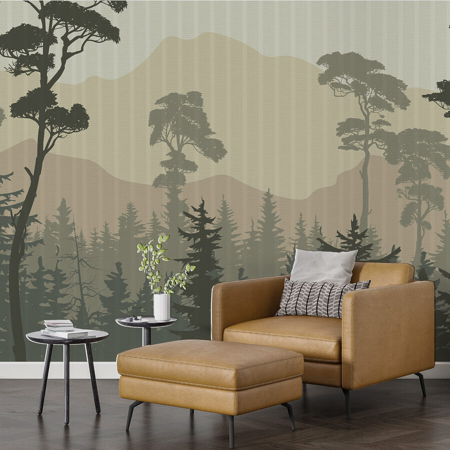 Landschaft mit Bäumen und Bergen