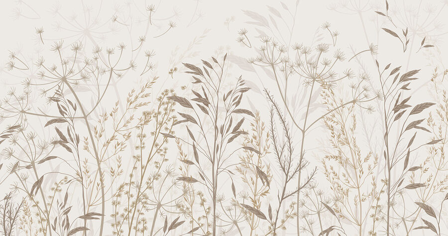Zarte botanische Muster in neutralen Tönen