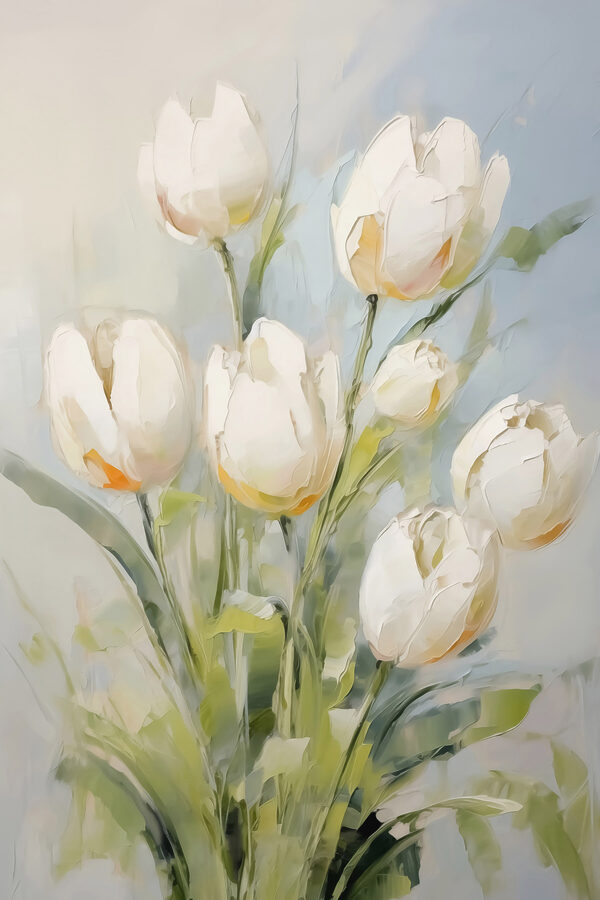 Painting of white tulips