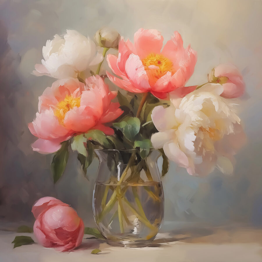 Gemälde von Blumen in einer Vase