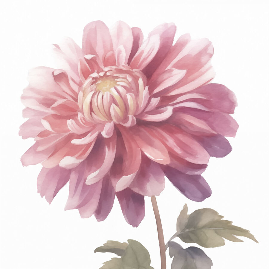 Rosa Blume mit grünen Blättern