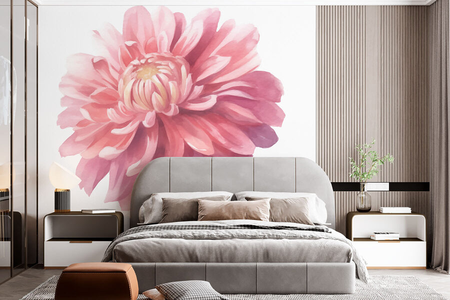 Rosa Blume mit grünen Blättern