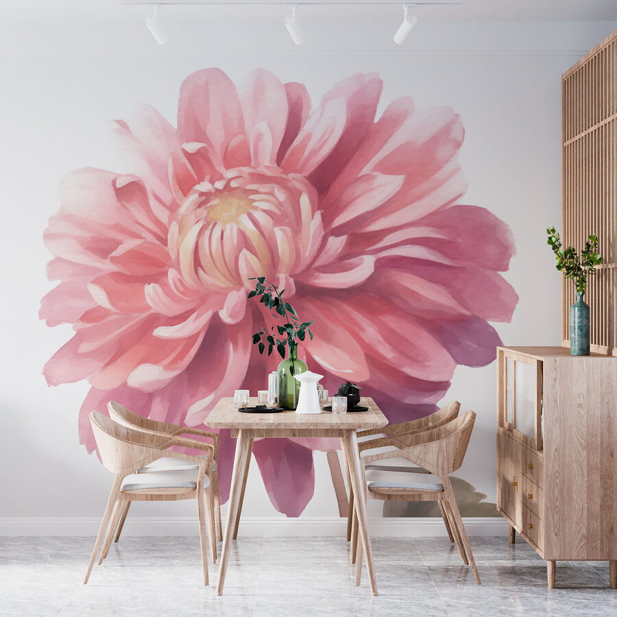 Rosa Blume mit grünen Blättern