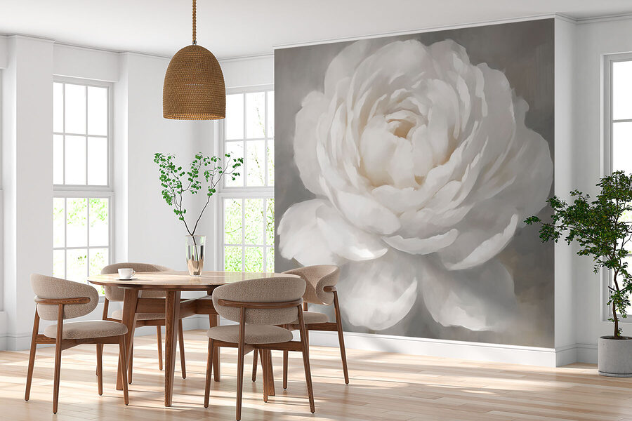 Weiße Blume mit Blättern
