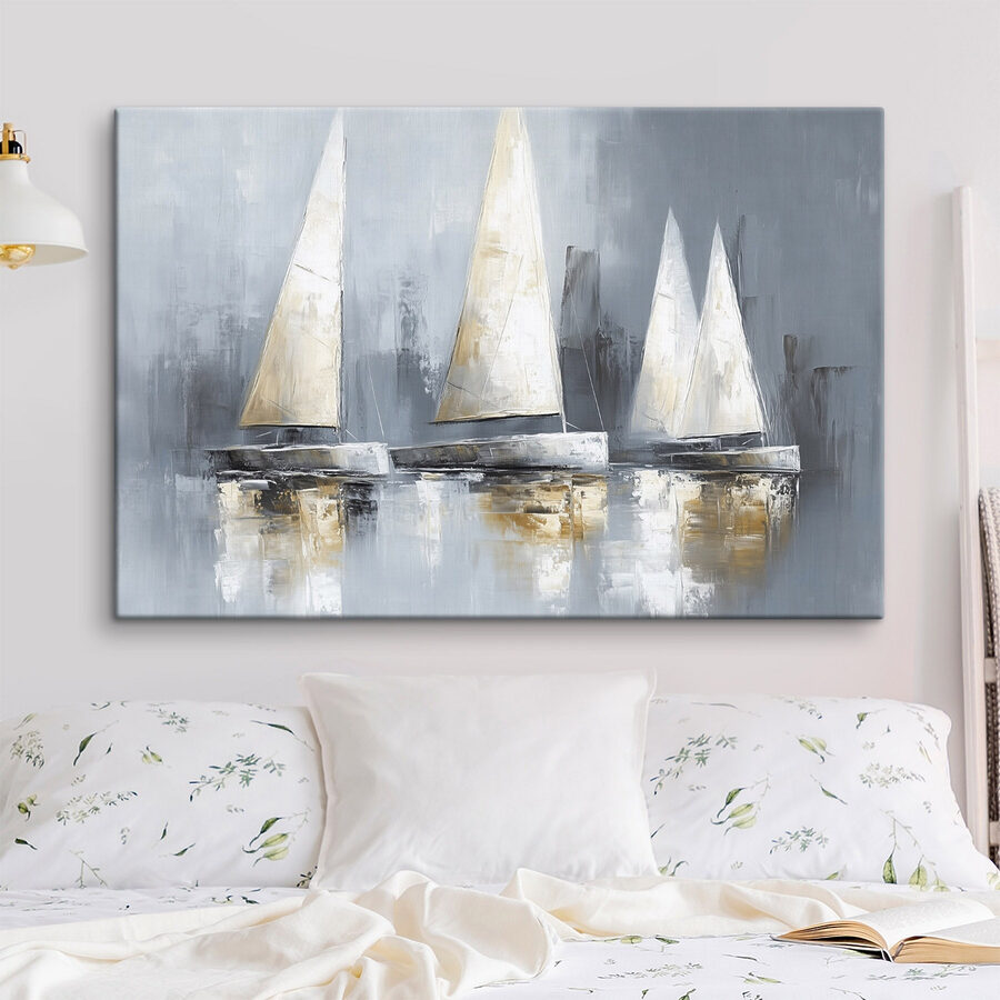 Malerei von Segelbooten auf dem Wasser
