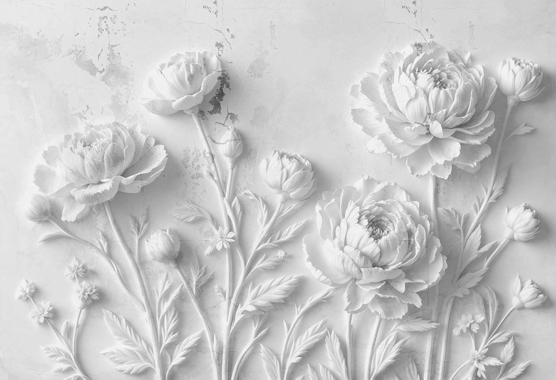 White flower carving on a wall