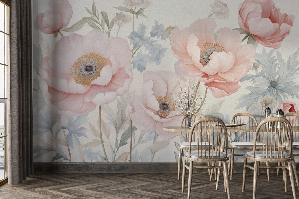 Painting of flowers on a wall