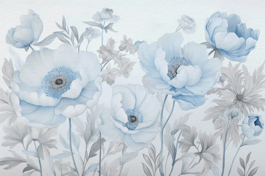 Gemälde von Blumen auf weißem Hintergrund Gemälde von Blumen auf weißem Hintergrund