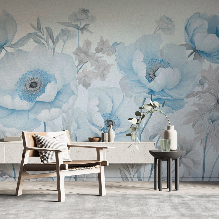 Gemälde von Blumen auf weißem Hintergrund Gemälde von Blumen auf weißem Hintergrund