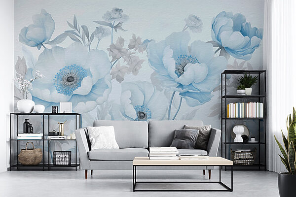 Gemälde von Blumen auf weißem Hintergrund Gemälde von Blumen auf weißem Hintergrund
