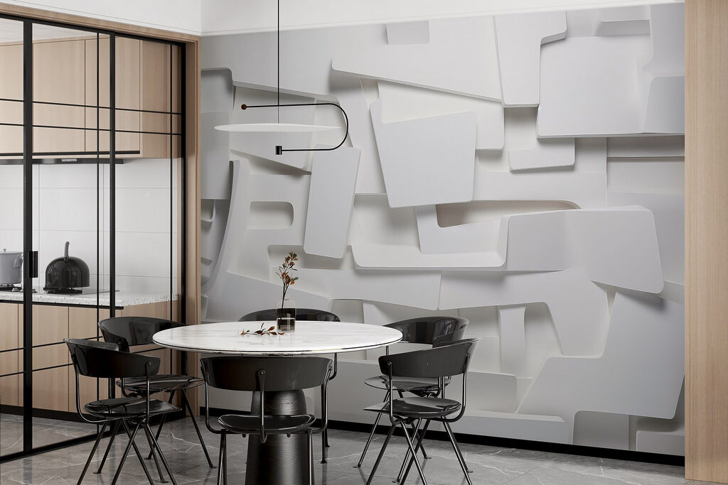 White wall with many rectangles White wall with many rectangles