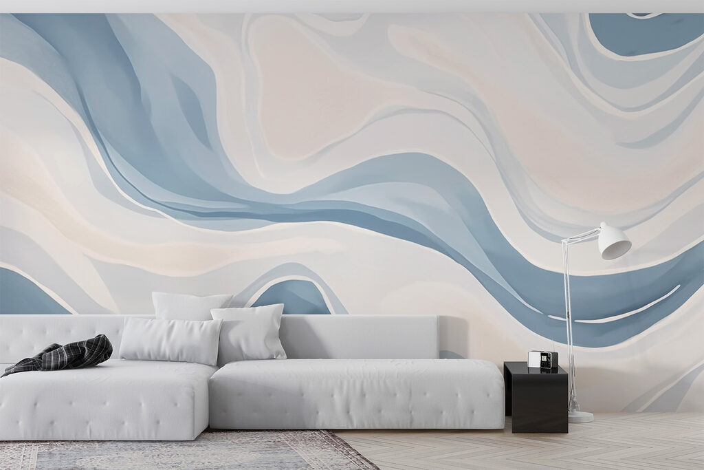White and blue wavy pattern