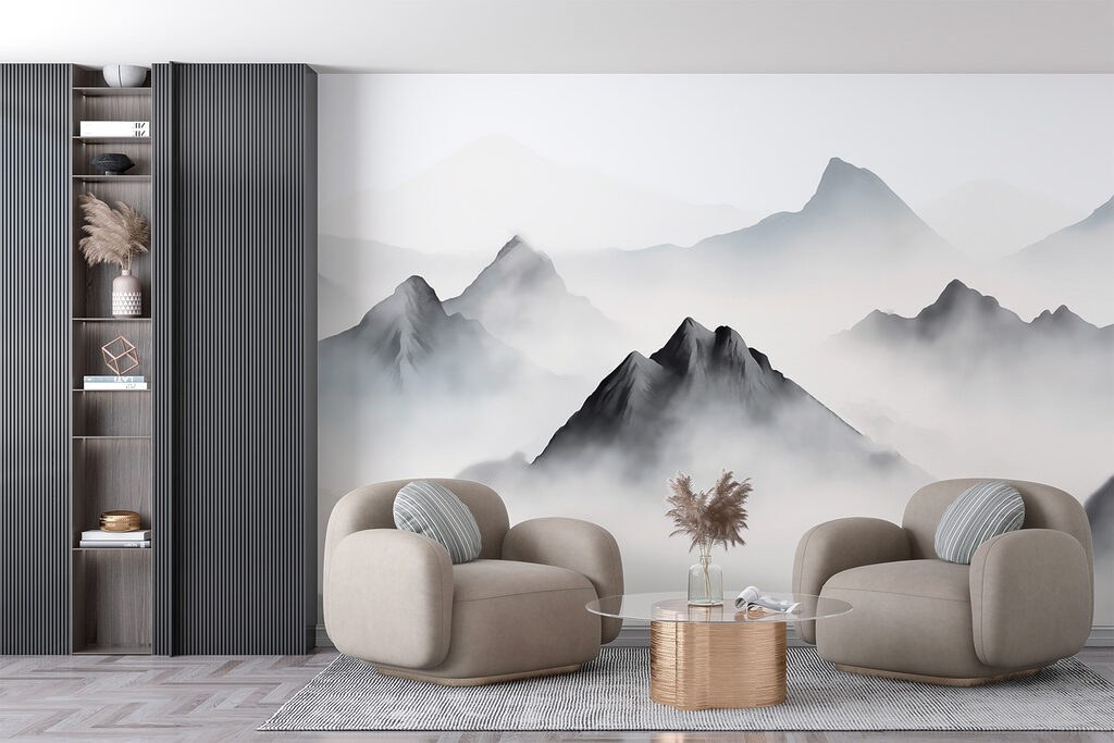 Mountain range with clouds