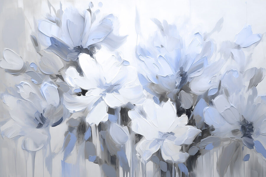 Gemälde von Blumen auf weißem Hintergrund