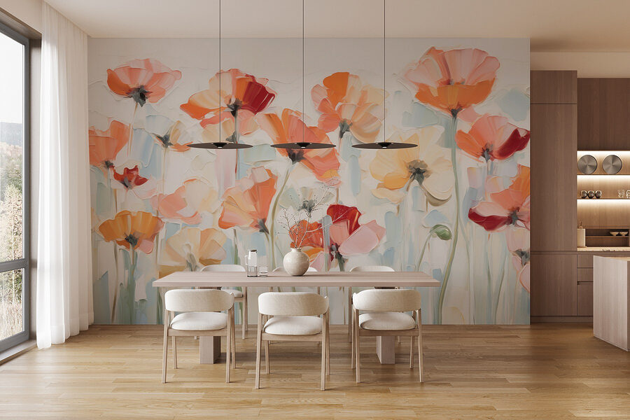 Gemälde von Blumen auf weißem Hintergrund