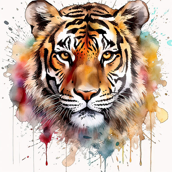 Tiger mit Farbspritzern Tiger mit Farbspritzern