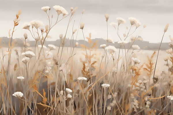 Feld mit Blumen und Gras Feld mit Blumen und Gras