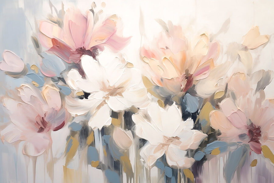 Malerei von Blumen auf einer weißen Fläche