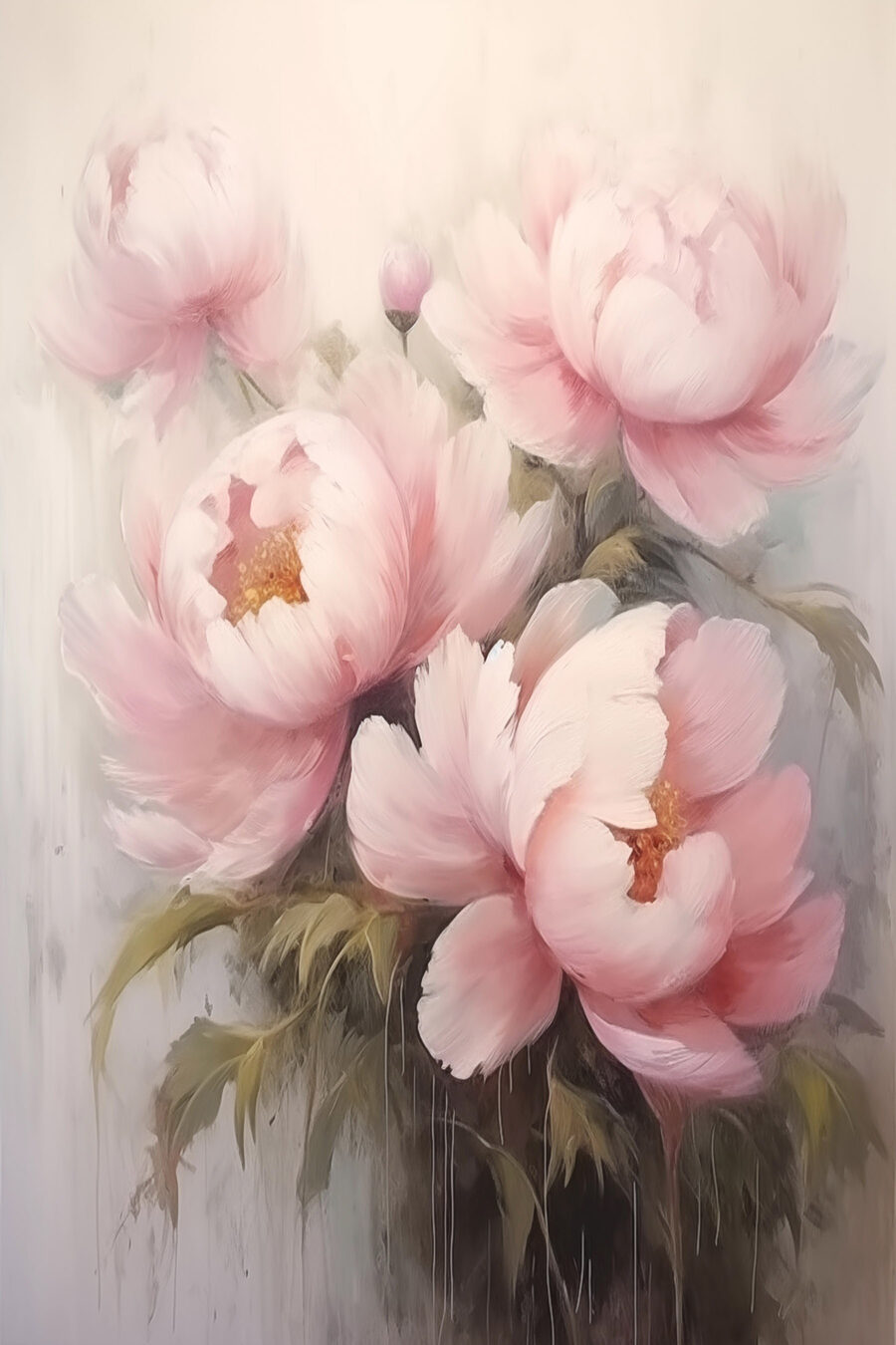 Gemälde mit rosa Blumen