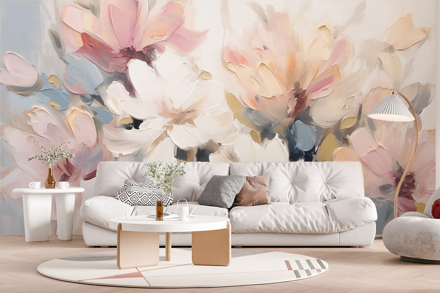 Malerei von Blumen auf einer weißen Fläche