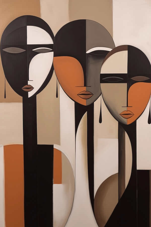 Gruppe von Gesichtern auf einer Wand gemalt Gruppe von Gesichtern auf einer Wand gemalt