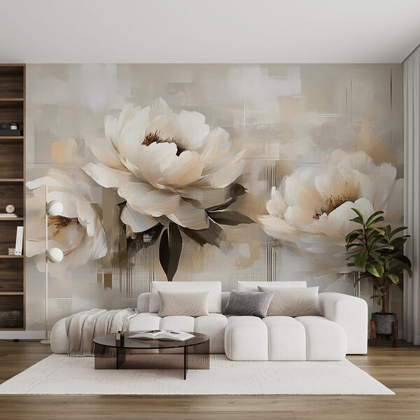 Gemälde von Blumen auf weißem Hintergrund Gemälde von Blumen auf weißem Hintergrund