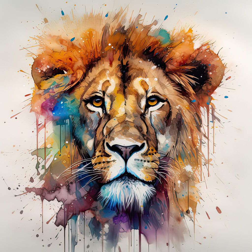 Lion painting of a face