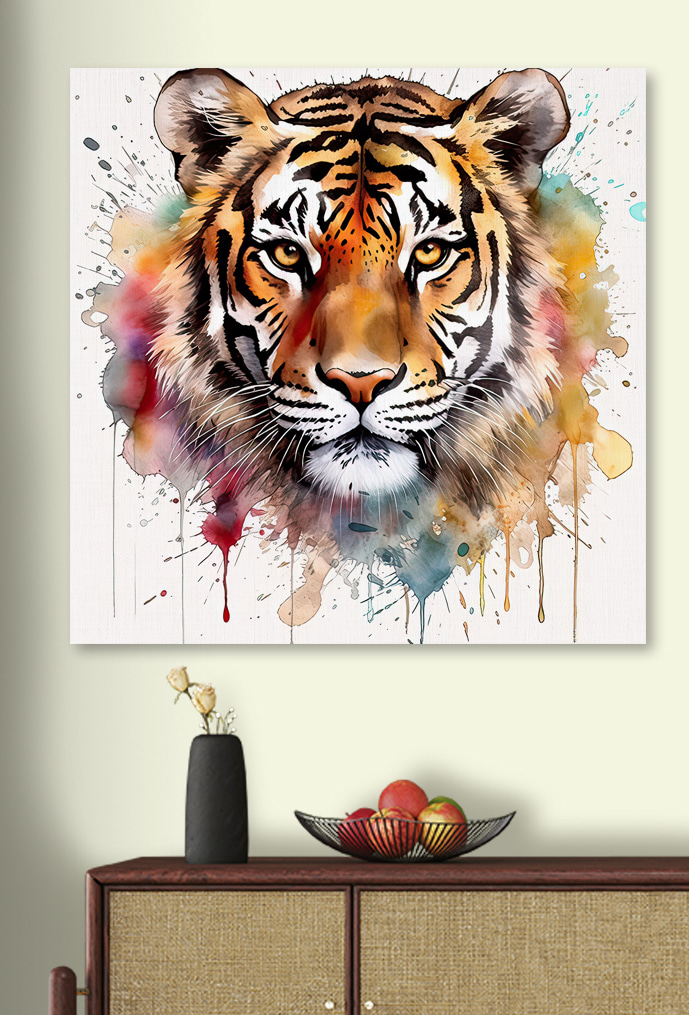 Tiger mit Farbspritzern
