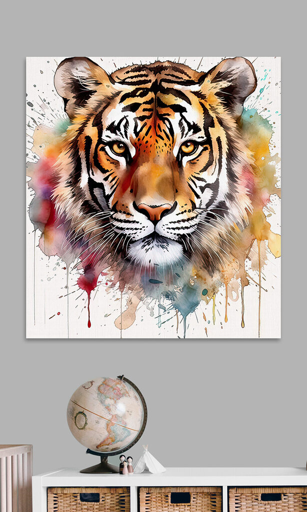 Tiger with colorful splashes