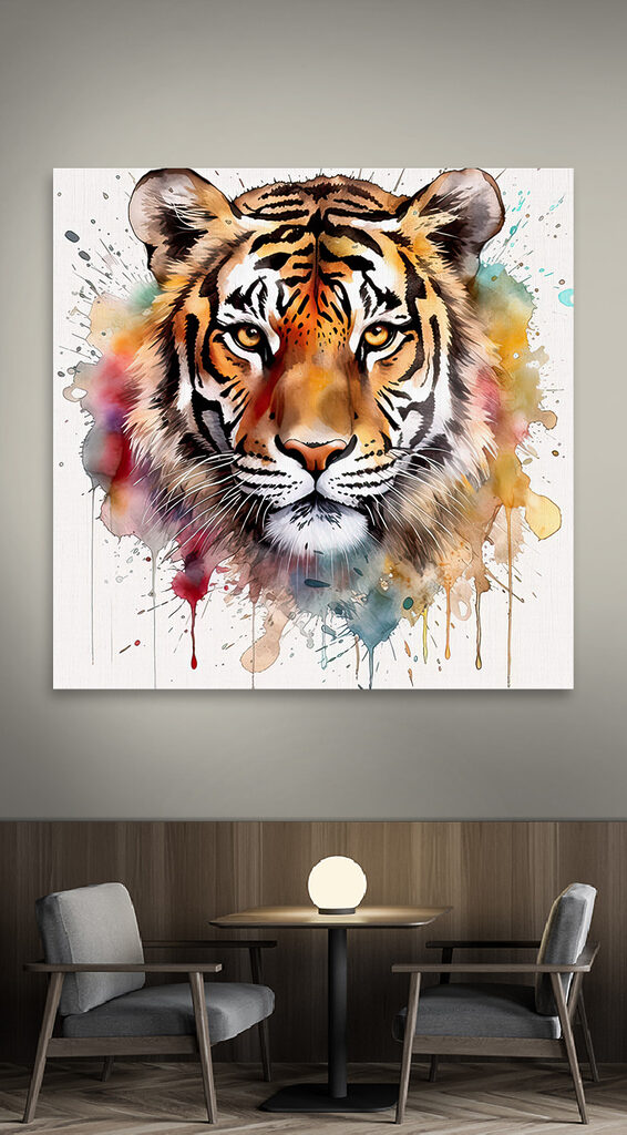 Tiger with colorful splashes
