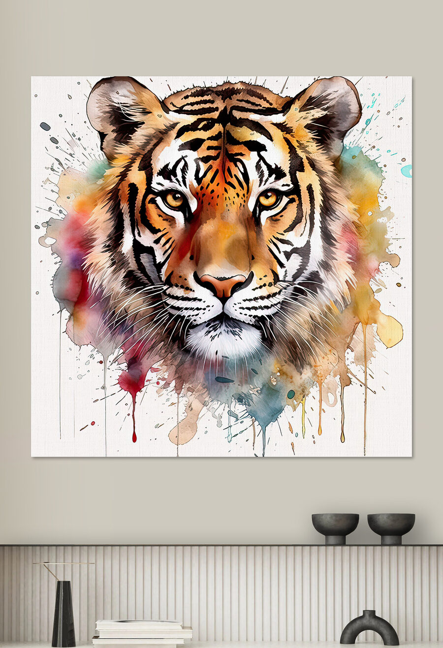 Tiger mit Farbspritzern