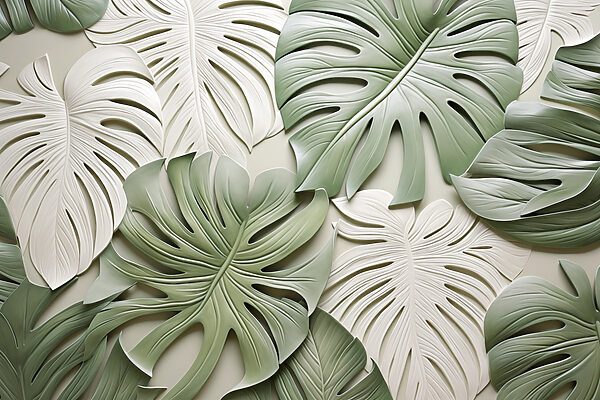 Group of green and white leaves