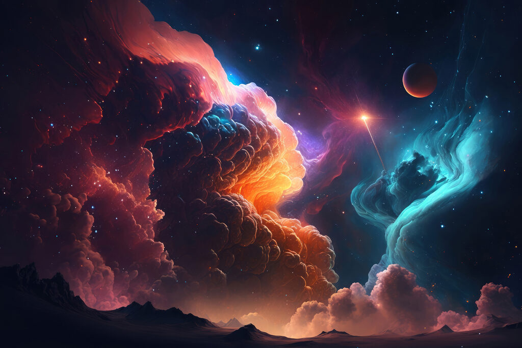 Colorful clouds and stars