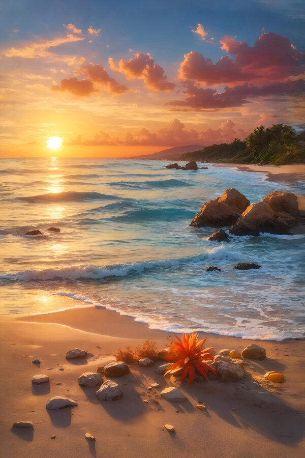 Sonnenuntergang über einem Strand Sonnenuntergang über einem Strand