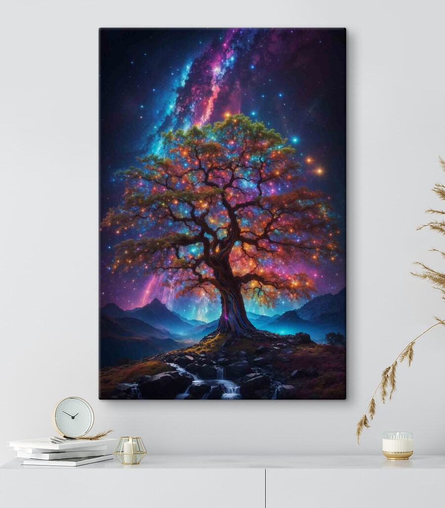 Baum mit bunten Lichtern