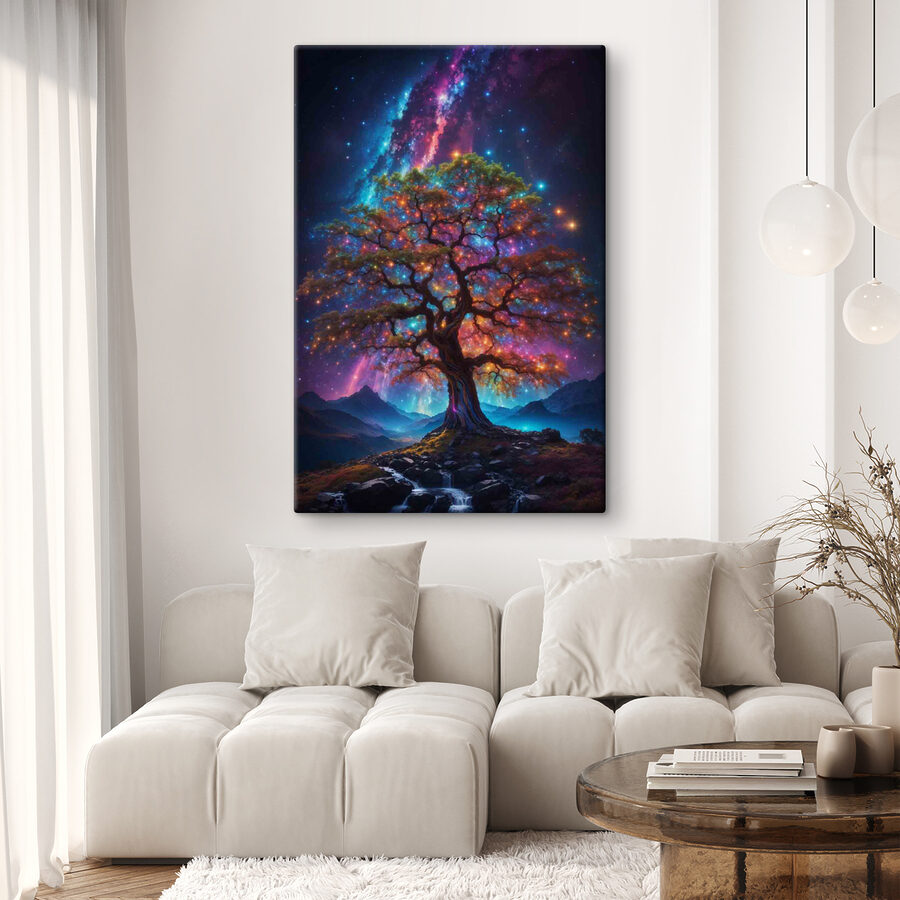 Baum mit bunten Lichtern
