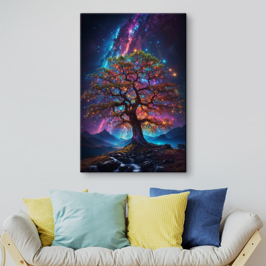 Baum mit bunten Lichtern