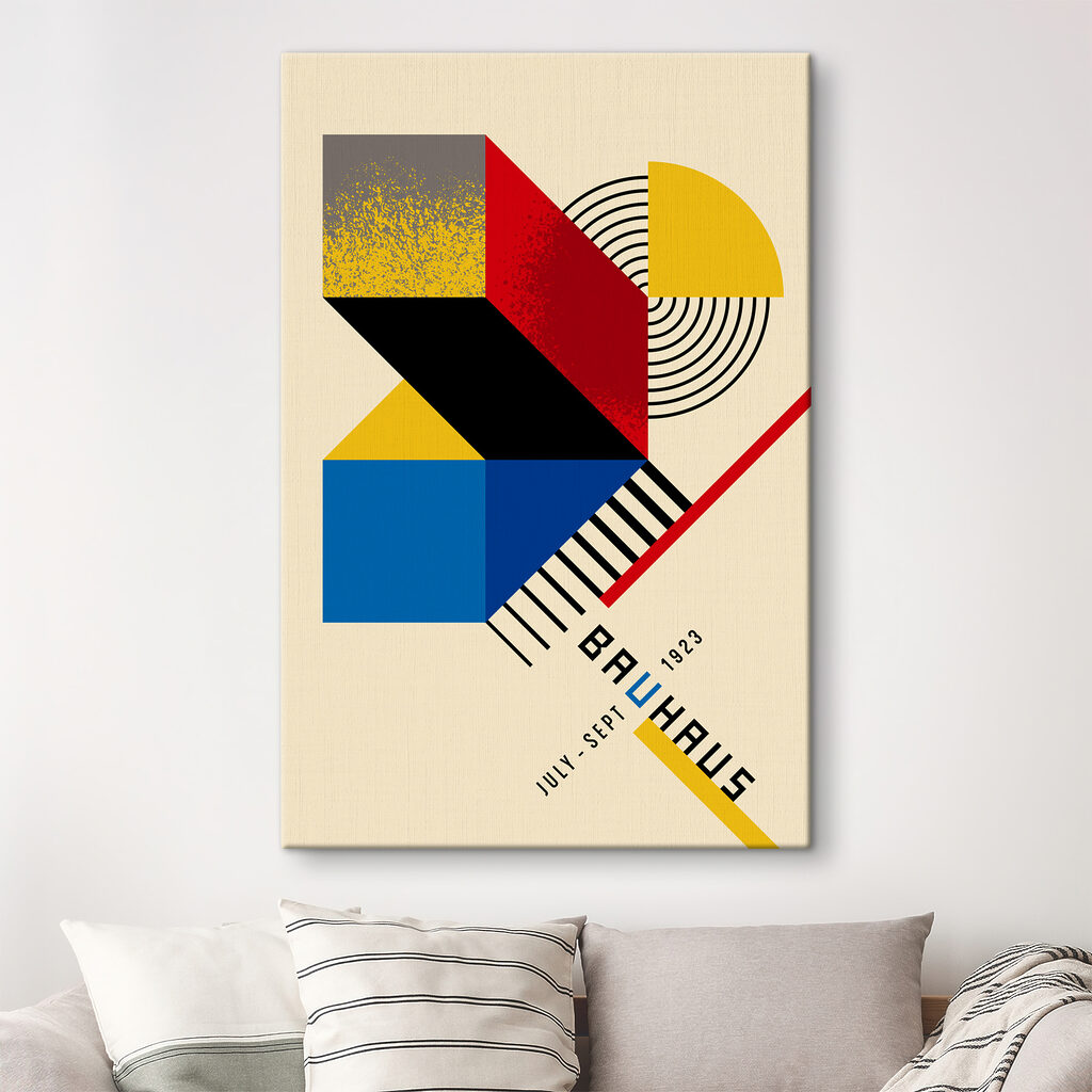 Colorful geometrical design with black and red and yellow