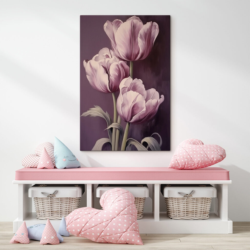 Painting of pink tulips