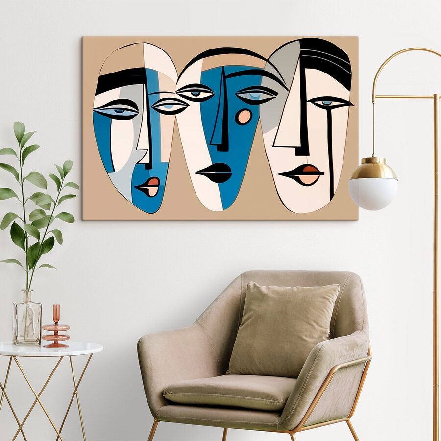 Gruppe von Gesichtern auf einer Wand gemalt Gruppe von Gesichtern auf einer Wand gemalt