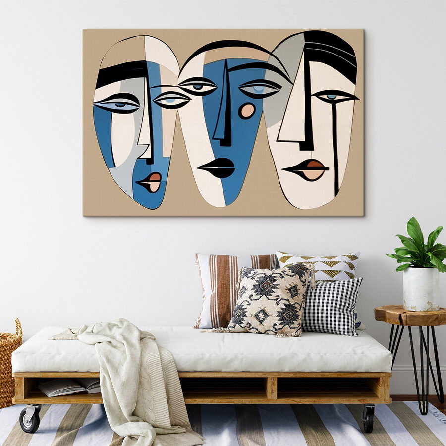 Gruppe von Gesichtern auf einer Wand gemalt Gruppe von Gesichtern auf einer Wand gemalt