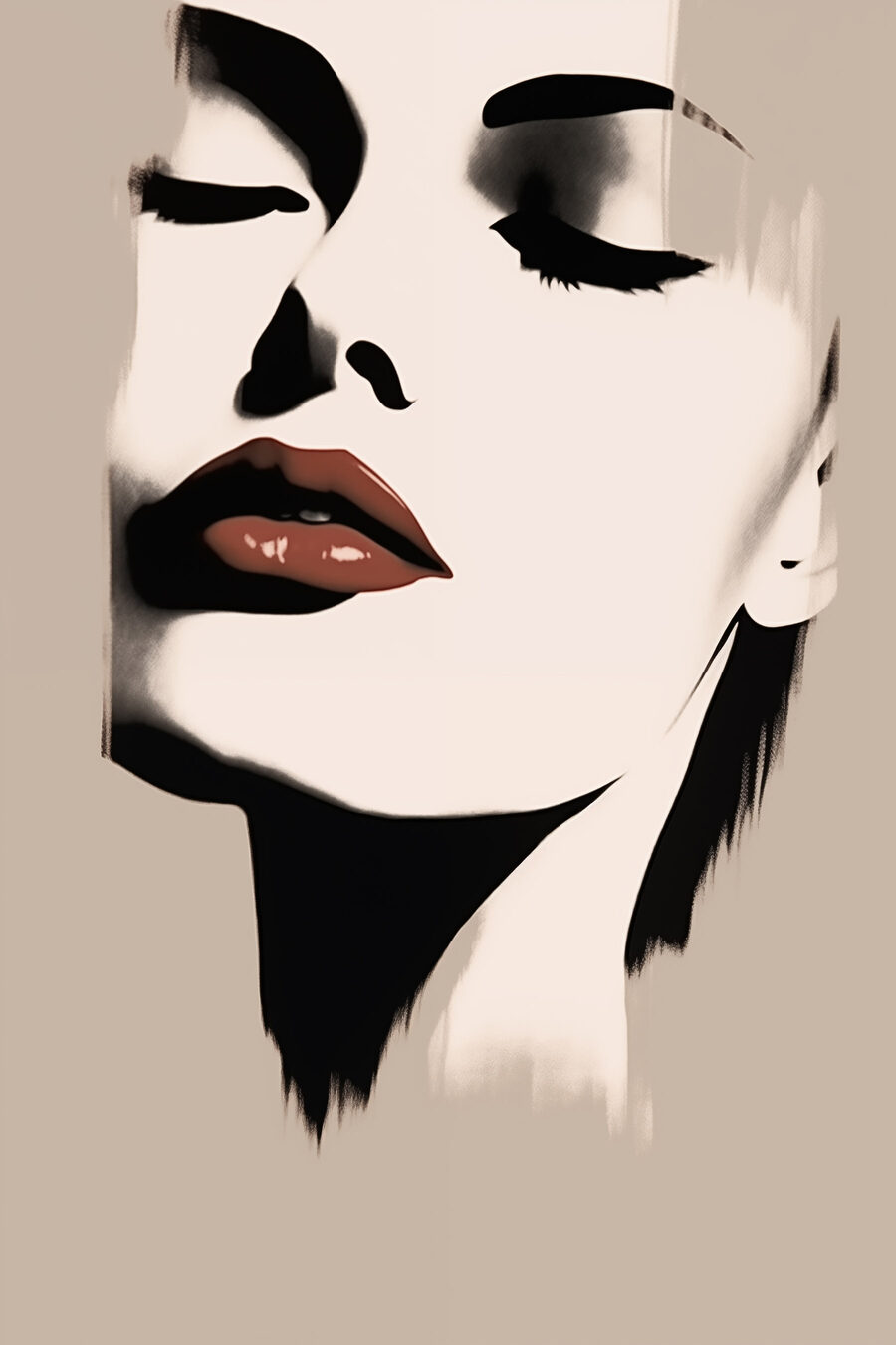 Frau’s Gesicht mit rotem Lippenstift