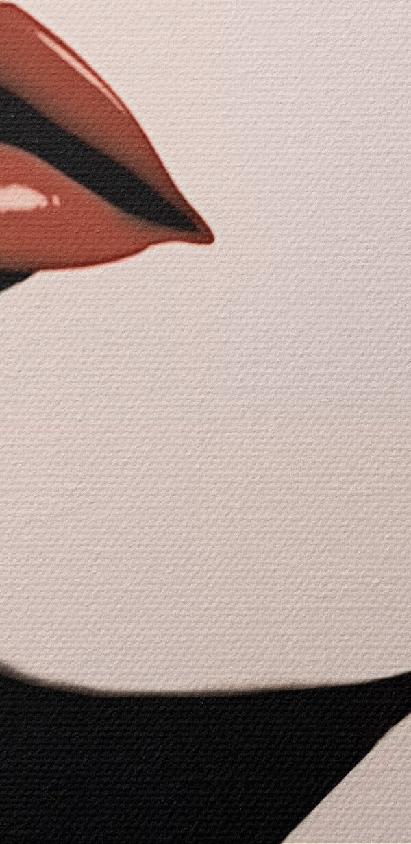 Frau’s Gesicht mit rotem Lippenstift Frau’s Gesicht mit rotem Lippenstift
