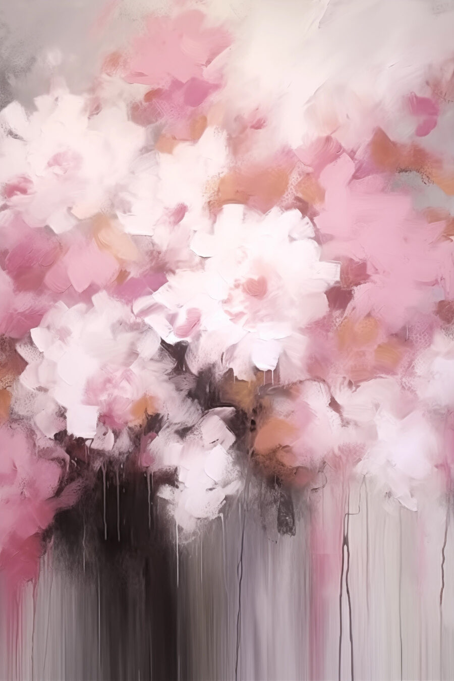 Gemälde mit rosa Blumen