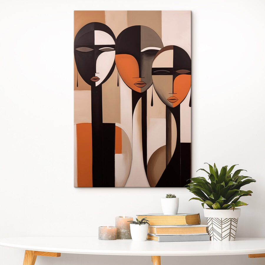 Gruppe von Gesichtern auf einer Wand gemalt