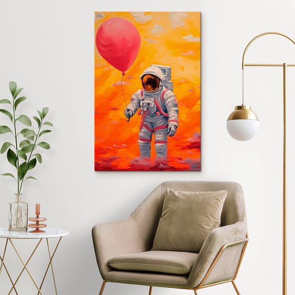 Ein Astronaut hält einen Ballon Ein Astronaut hält einen Ballon