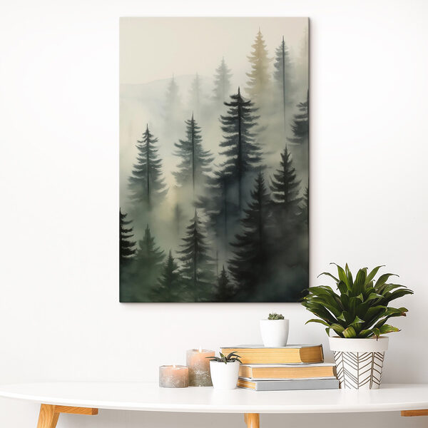 Nebliger Wald mit Bäumen Nebliger Wald mit Bäumen