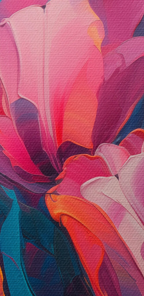 Painting of flowers on a blue background