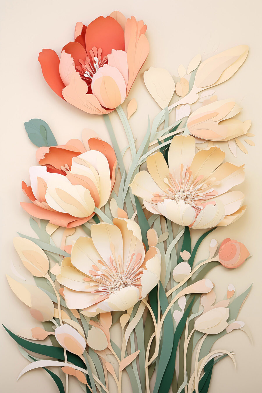 Ausgeschnittenes Papier mit Blumen Ausgeschnittenes Papier mit Blumen