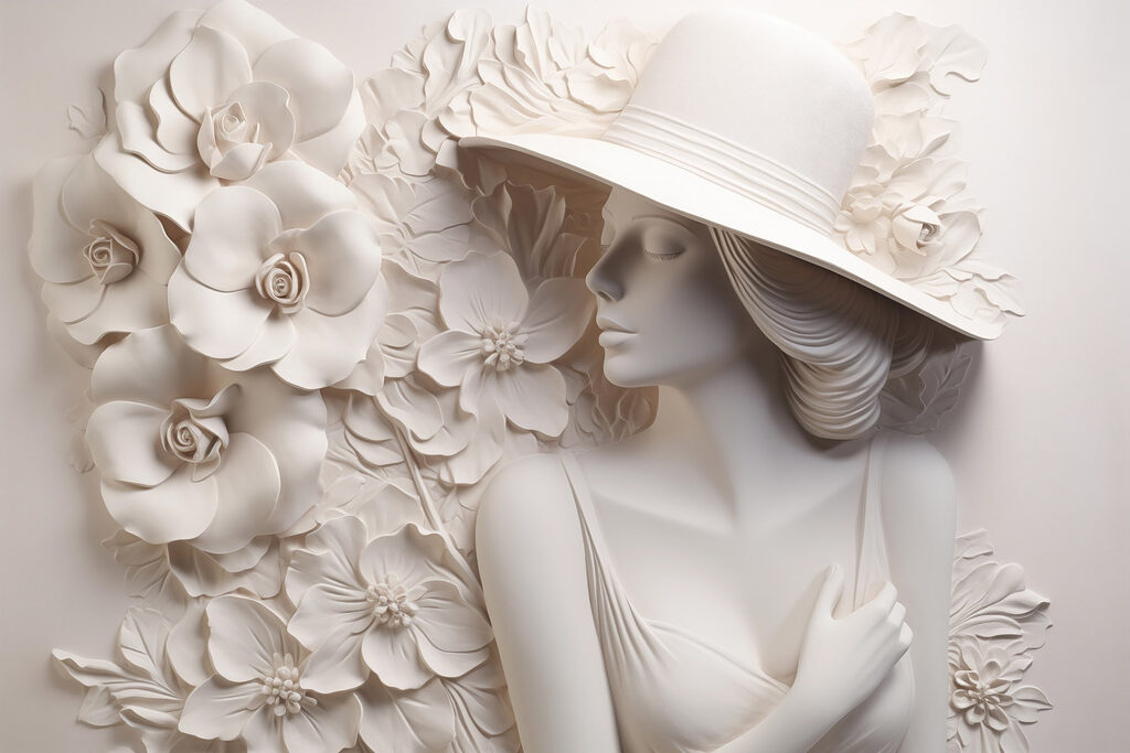 Statue of a woman wearing a hat